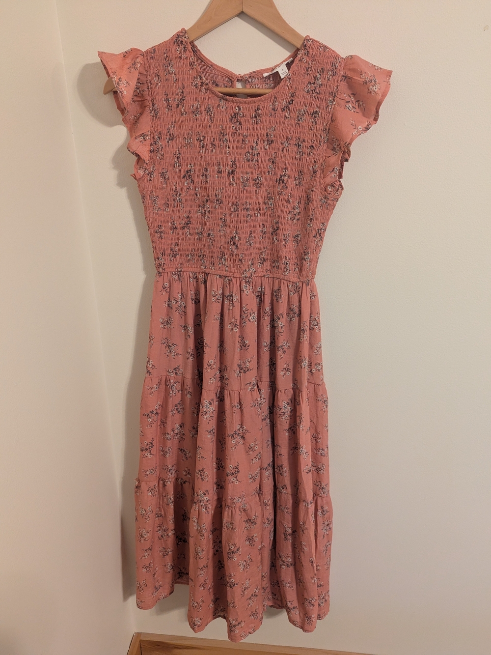 By The River Smocked Flutter Sleeve Midi Dress - Dusty Rose